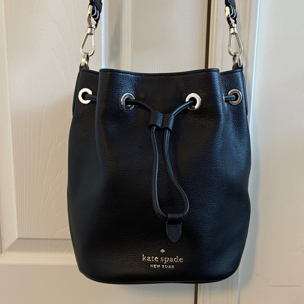 Kate Spade Black Leather Bucket Bag